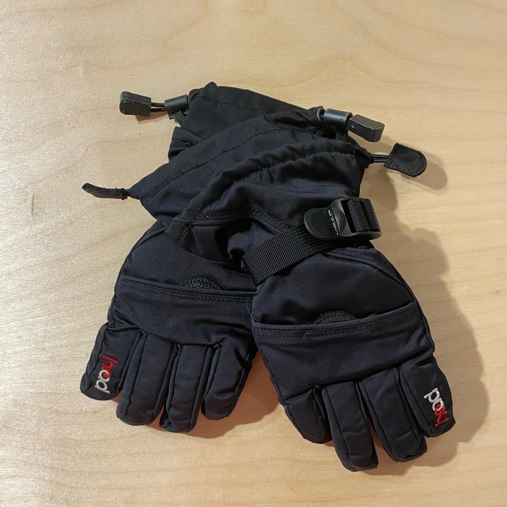 Head Black Outdoor Kids Gloves with Adjustable Straps Medium (EQ)